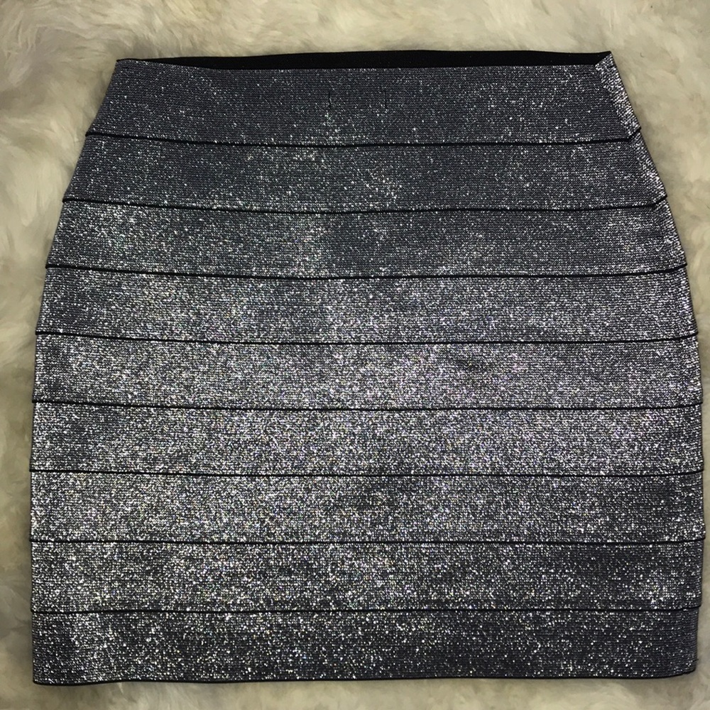 NWT Express Shimmer Silver Skirt